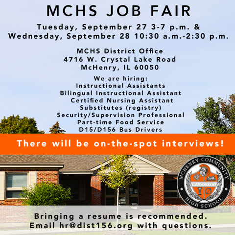 MCHS hosts job fair Sept. 27-28
