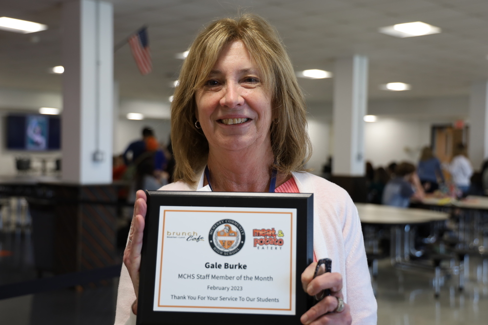 Gale Burke earned Staff Member of the Month before retiring from 15-year career at MCHS