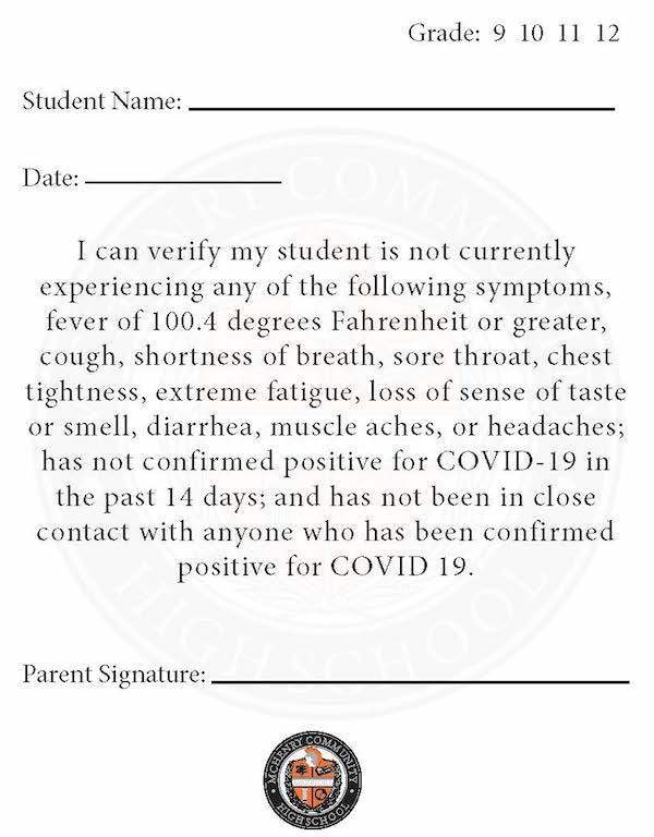 Students use self-certification forms for in-person instruction