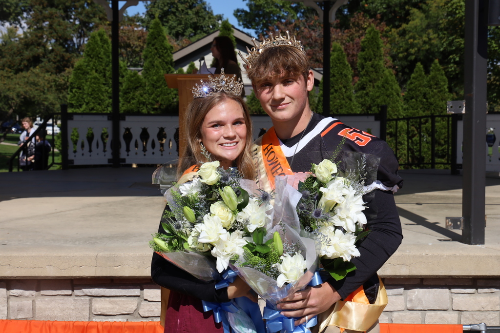 Homecoming royalty with their crowns