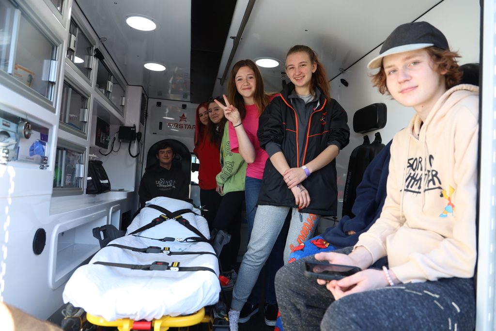 Students in an ambulance