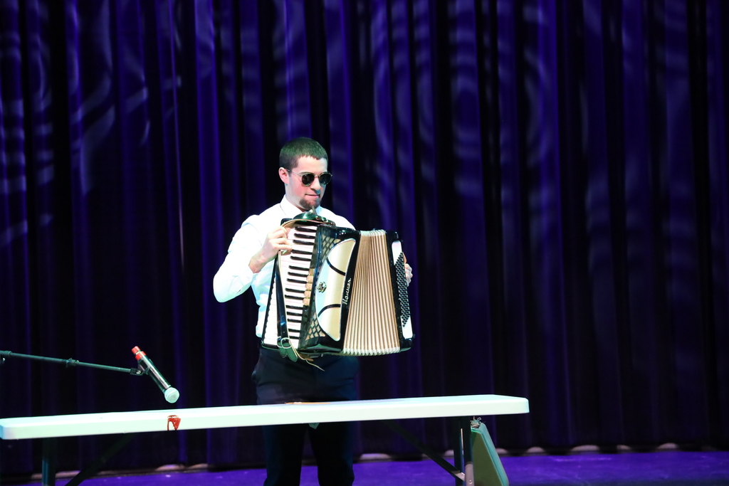 Joseph Crowely playing the accordion