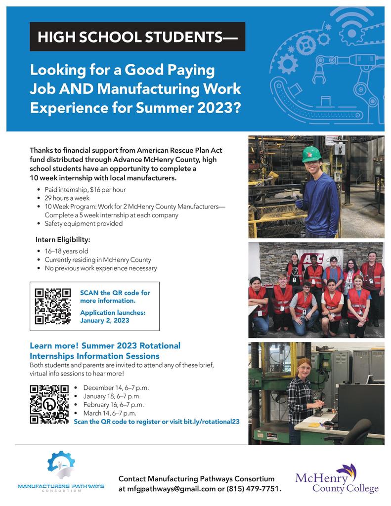 Summer manufacturing internship information