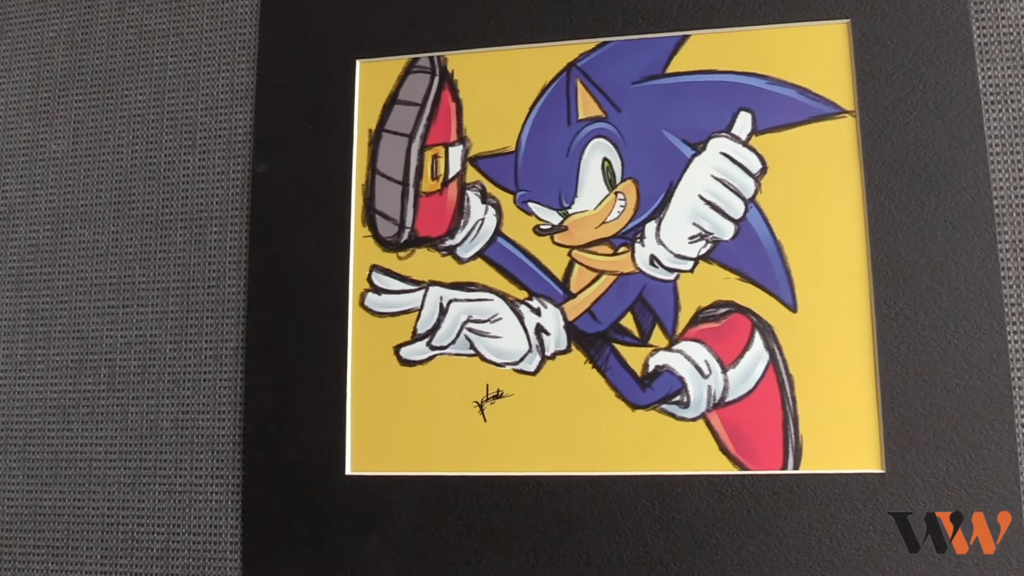 A painting of Sonic the Hedgehog